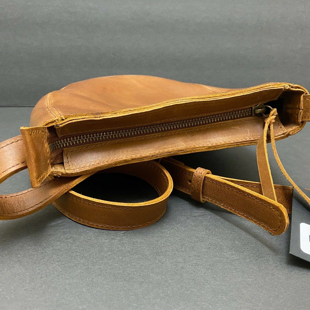 Able Naomi Saddlebag Purse Whiskey Adjustable Crossbody Zippered - Picture 7 of 10